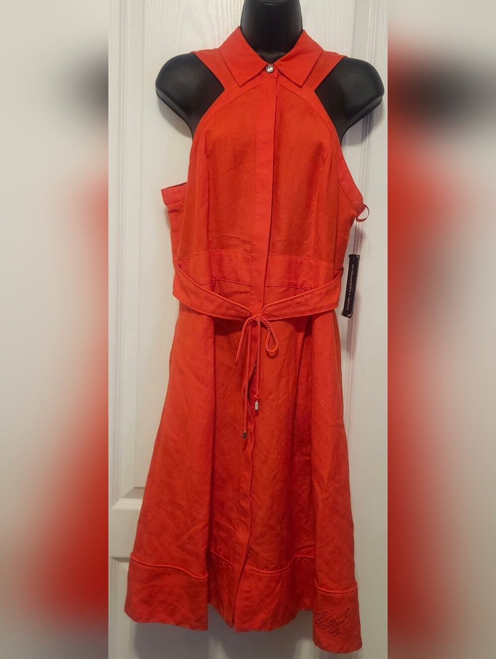 Karl Lagerfeld Red Sleeveless Halter Mini Dress Size 10